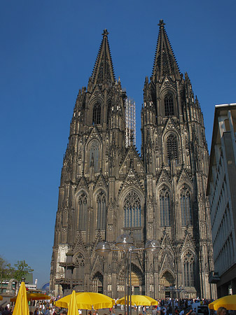 Foto gelbe Sonnenschirme vor Kölner Dom - Köln