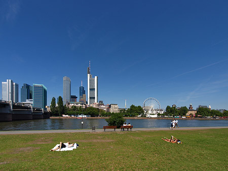 Skyline von Frankfurt mit Sachsenhausener Ufer Fotos